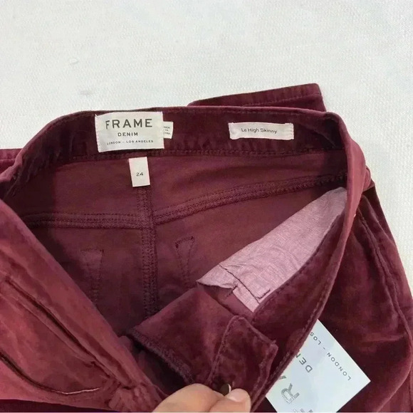 FRAME Le Velveteen High Rise Skinny Jeans Pinot Size 24 - Picture 4 of 9